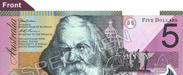 Moneda Aud yak.  Dolarul australian este moneda Australiei.  Dolarul în Australia: preistorie